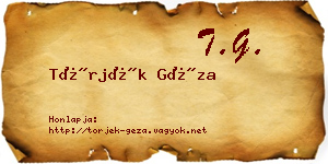 Törjék Géza névjegykártya